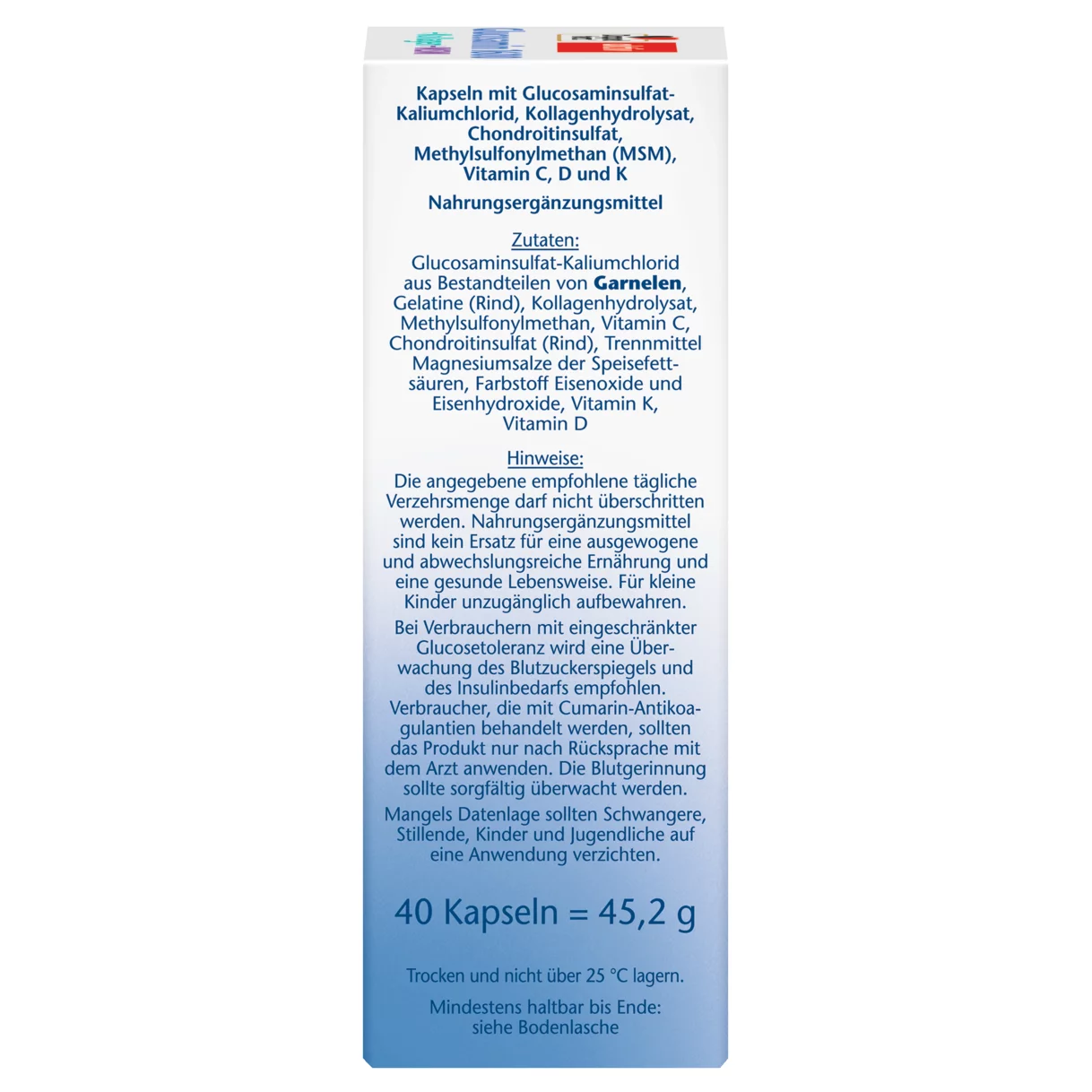 Abbildung der Produktverpackung Doppelherz aktiv Glucosamin 1600 Seitenansicht rechts